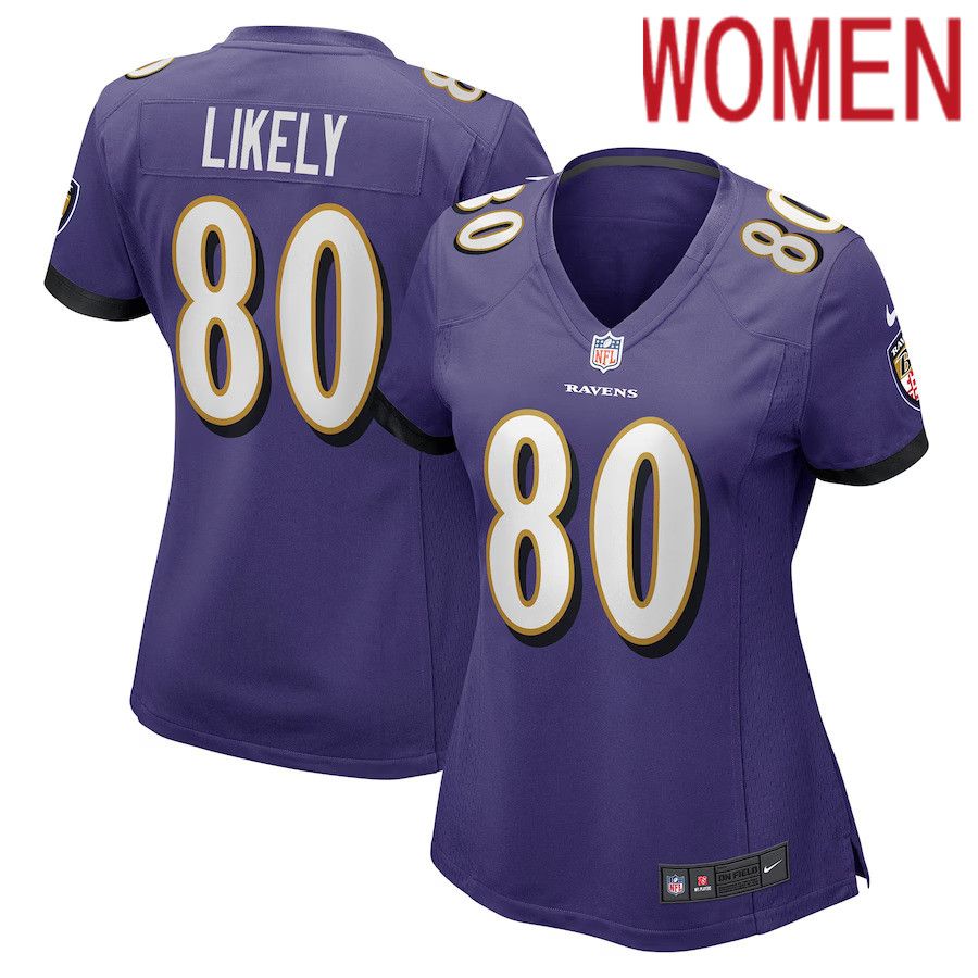 Women Baltimore Ravens #80 Isaiah Likely Nike Purple Player Game NFL Jersey->women nfl jersey->Women Jersey